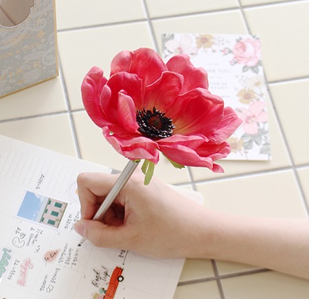 핑크 러블리 아네모네 플라워펜 - pink anemone flower pen