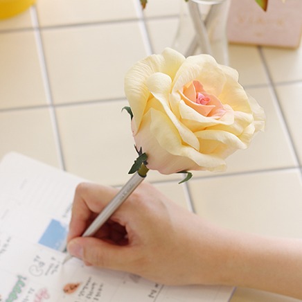 화이트 핑크 엘레강스 로즈 장미 플라워펜 - white pink elegance rose flower pen