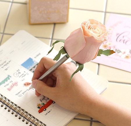 핑크 타이니 로즈 장미 플라워펜 - pink tiny rose flower pen