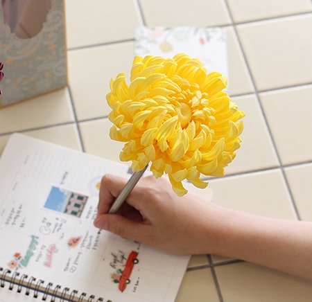 옐로우 국화 플라워펜 - yellow chrysanthemum flower pen