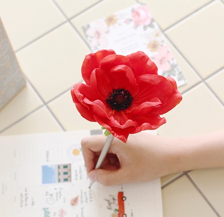 브라이트레드 러블리 아네모네 플라워펜 - bright red anemone flower pen
